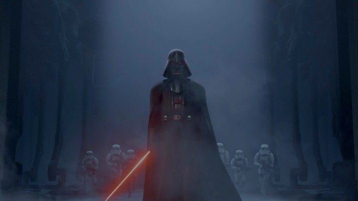Darth Vader and a team of Stormtroopers in "Star Wars: Rebels."