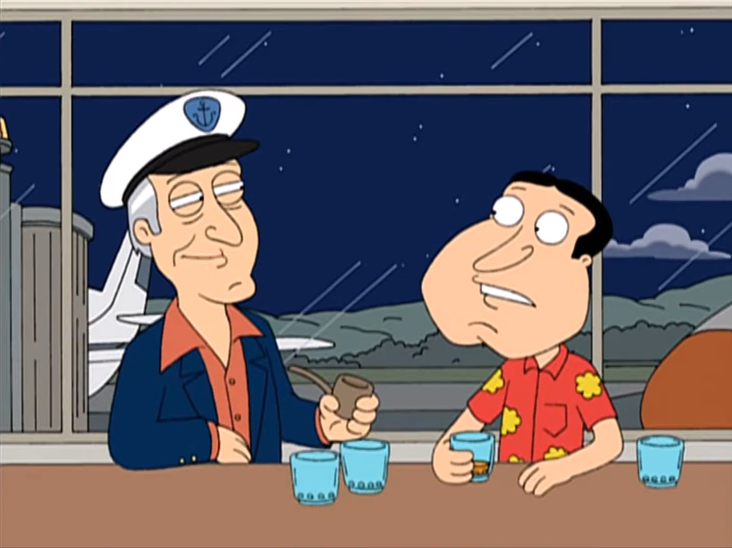 Quagmire e Hugh Hefner em "Family Guy".