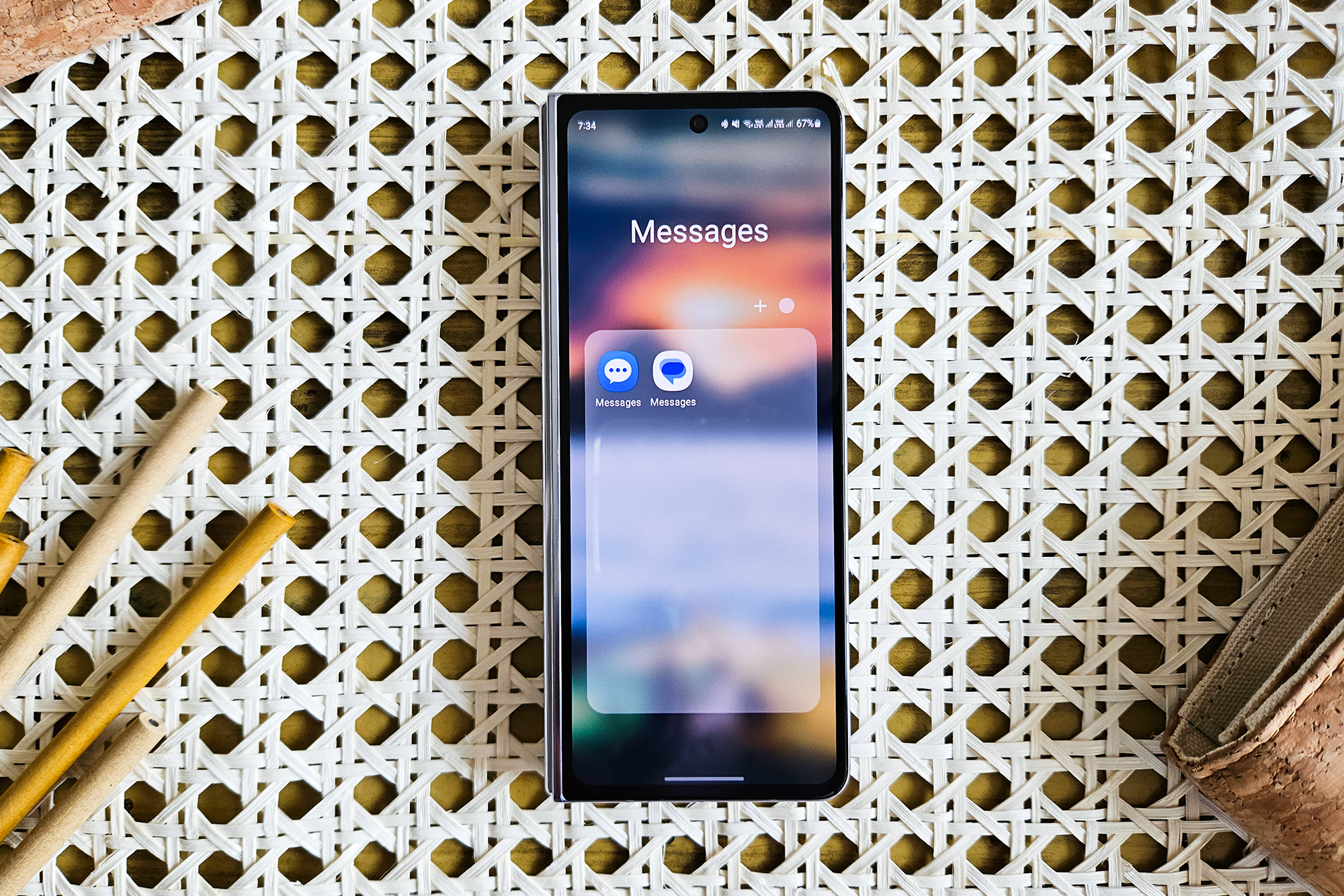 Google messages versus samsung messages app icons side by side on Galaxy Z Fold 5.