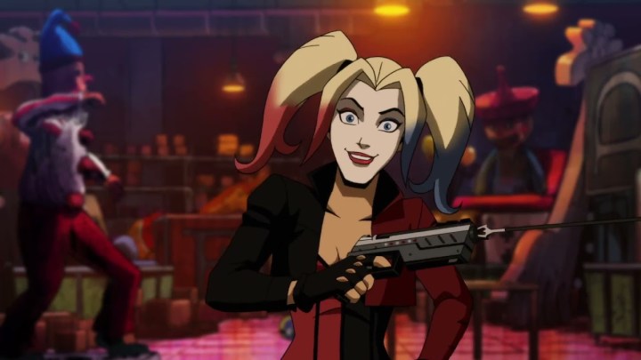 Harley Quinn sorrindo no filme Injustice.