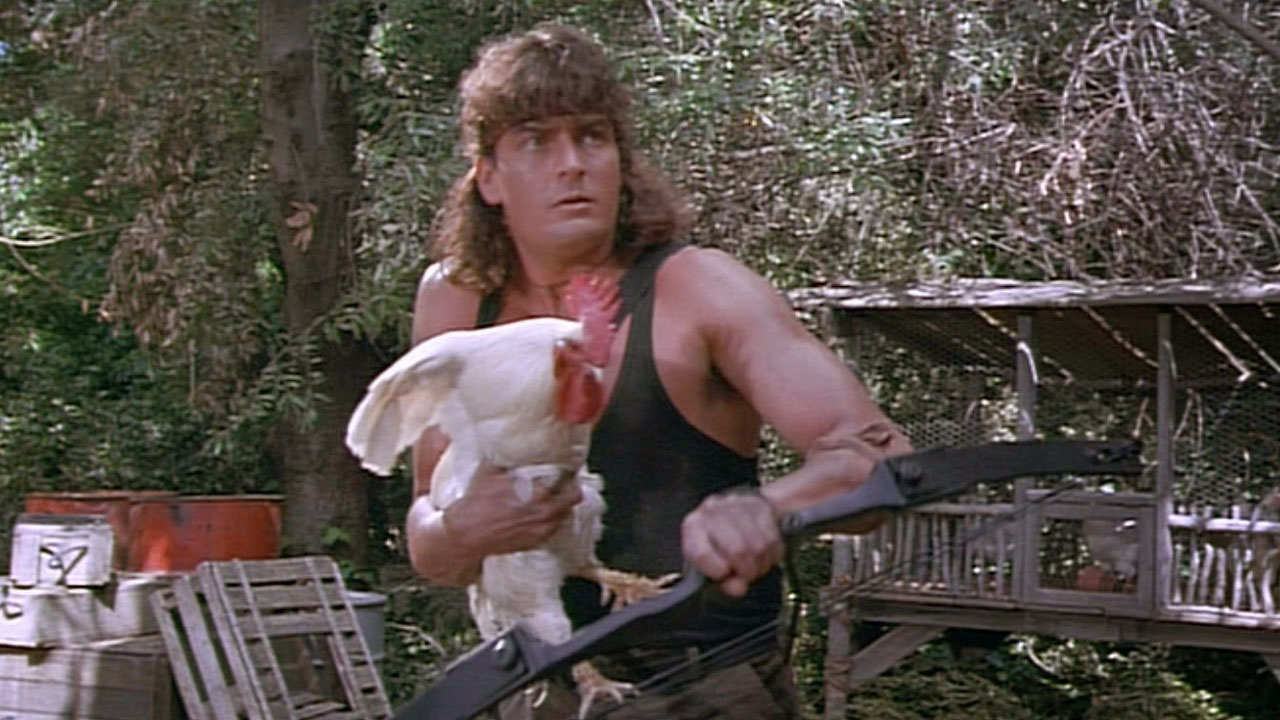 Charlie Sheen makes creative use of a chicken in Hot Shots! Part Deux.