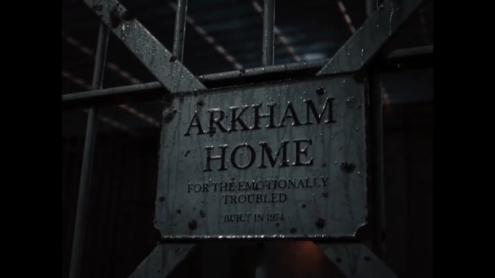 A sign for Arkham Home in "Zack Snyder's Justice League."