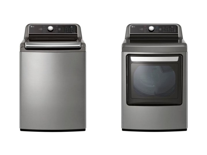LG high-efficiency smart top load washer and smart electric dryer bundle