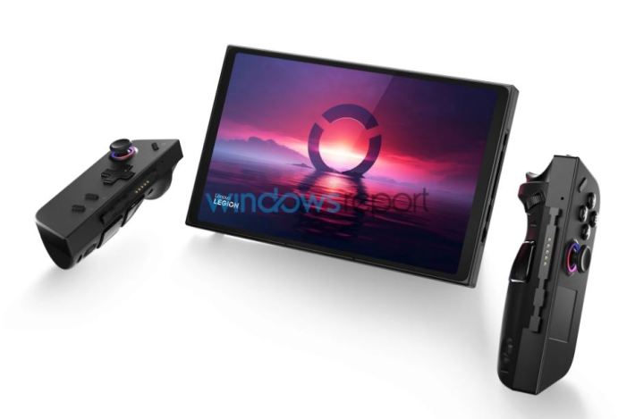 The rumored Lenovo Legion Go console with two separate joysticks.