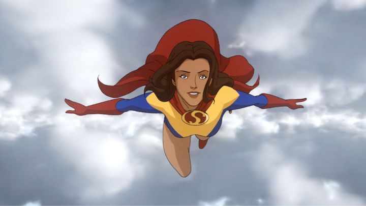 Lois Lane flying in the animated movie All-Star Superman.