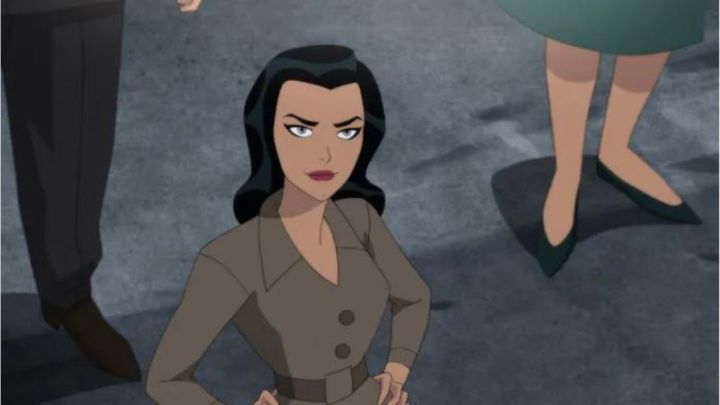 Lois Lane looking up in the animated movie Superman: Red Son.
