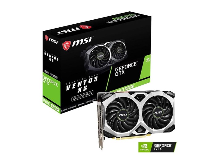 MSI GeForce GTX 1660 Super Ventus XS OC Edition box and GPU product image.