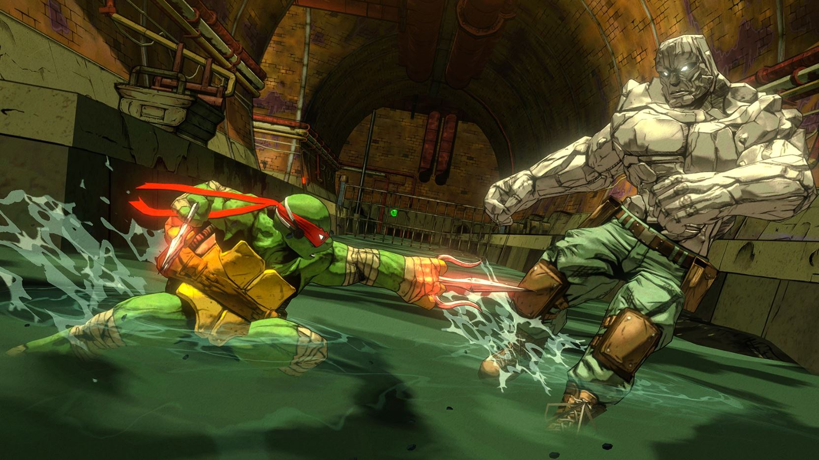 Raphael esfaqueia um inimigo em Teenage Mutant Ninja Turtles: Mutants in Manhattan.