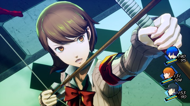 A character draws a bow in Persona 3 Reload.