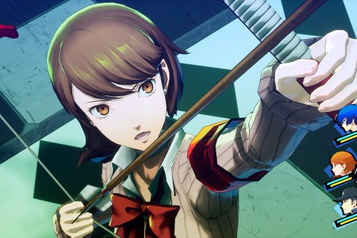 A character uses a bow and arrow in Persona 3 Reload.