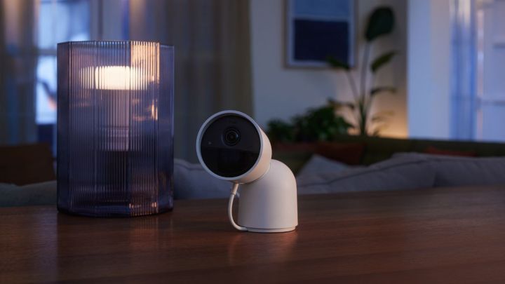 The Philips Hue Secure Camera on a table.