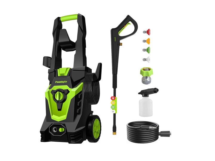 The PowRyte pressure washer with accessories.