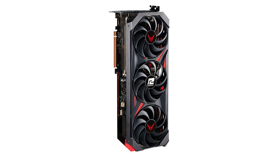 A placa gráfica PowerColor AMD Radeon RX 7800 XT Red Devil em fundo branco
