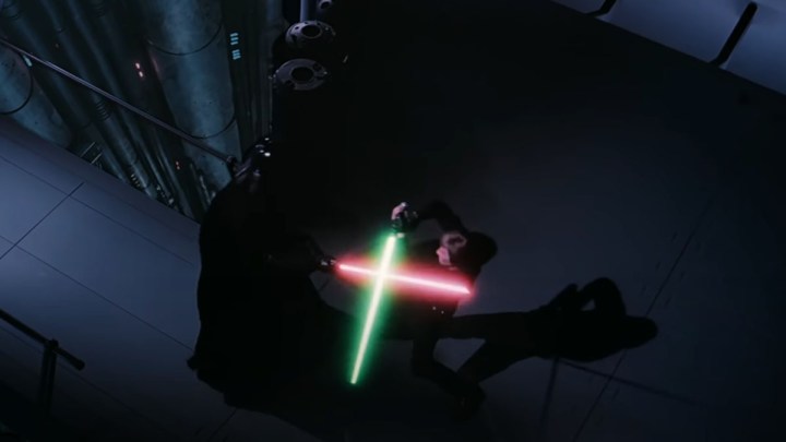 Darth Vader and Luke Skywalker's final battle in Return of the Jedi.
