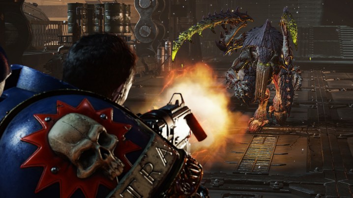 Titus fights an enemy in Warhammer 40,000: Space Marine 2.