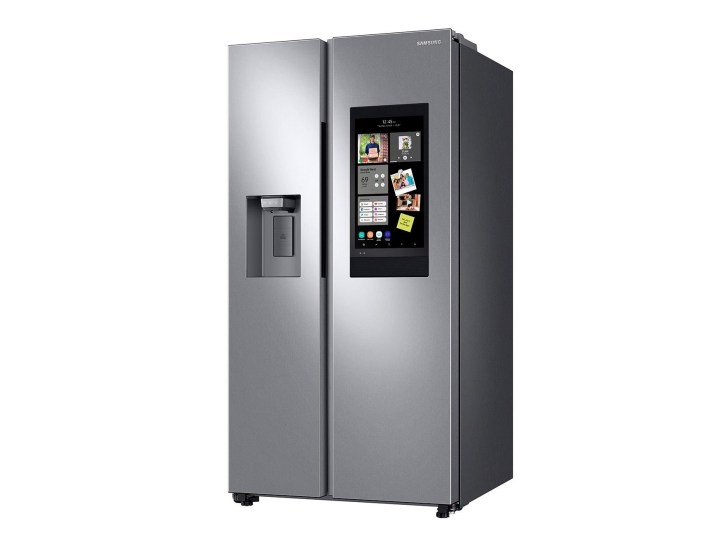 Samsung 26.7 cubic feet side-by-side refrigerator with 21.5 inch touchscreen Family Hub product image