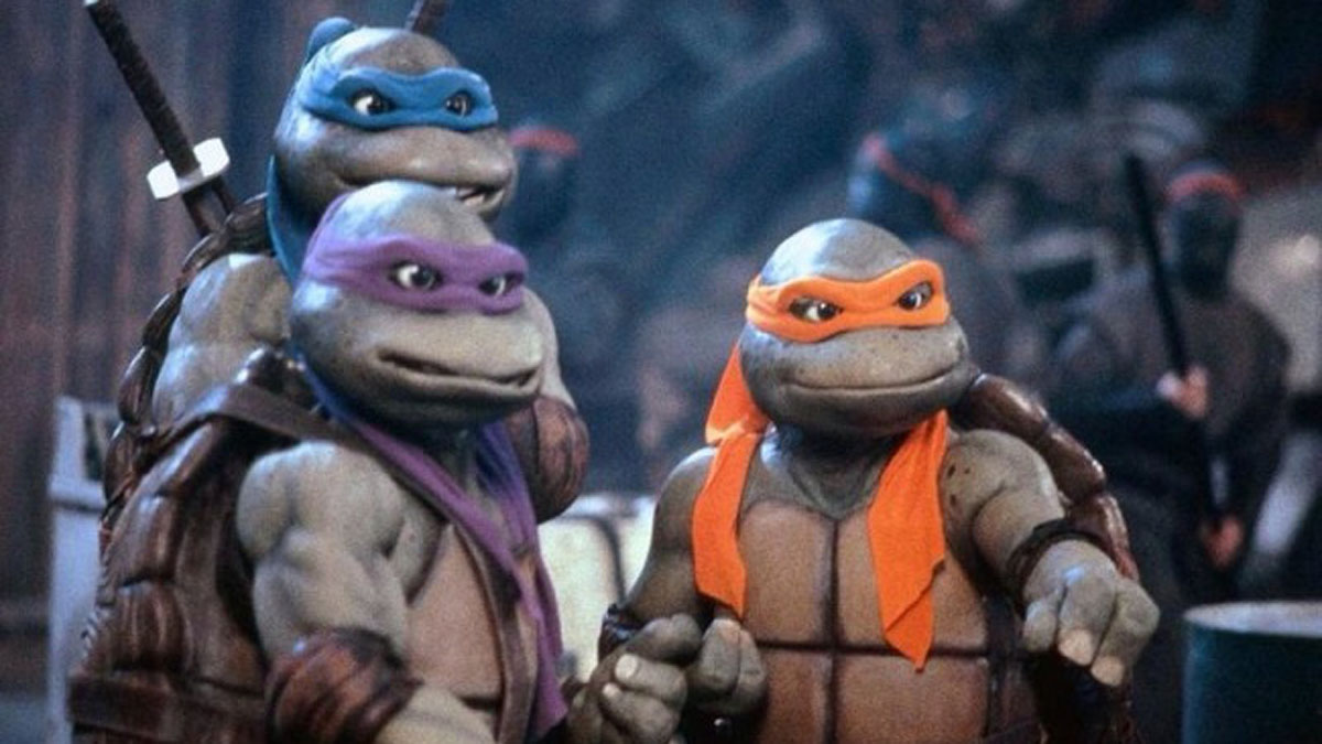 Três dos TMNT de Teenage Mutant Ninja Turtles II.