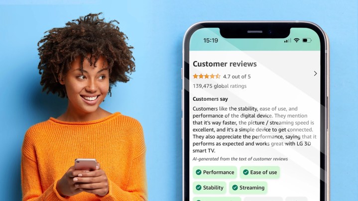 An AI-generated review highlight on Amazon's website.