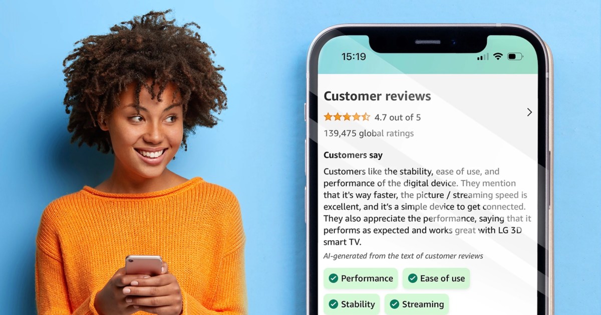 Amazon expands use of AI to summarize product reviews