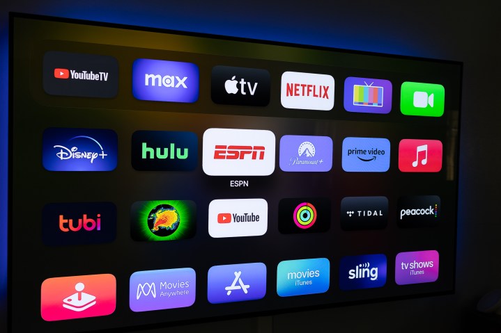 App icons on the Apple TV homescreen.