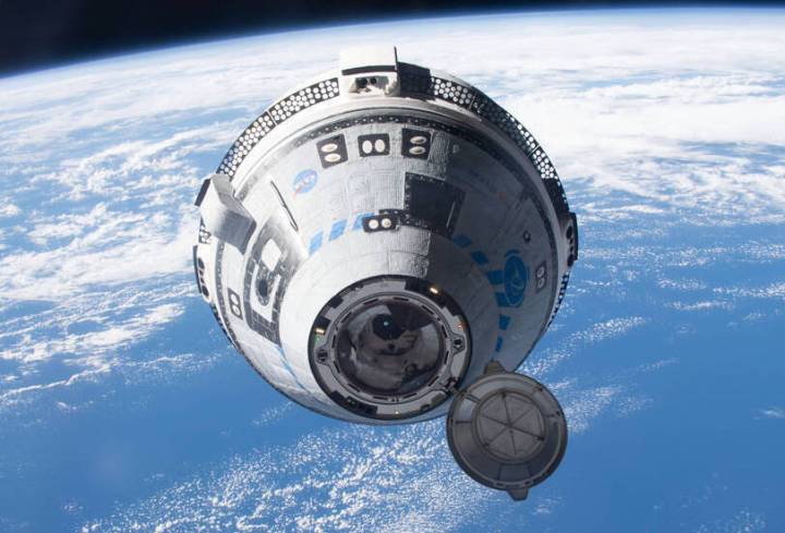 Boeing's Starliner spacecraft at the space station during an uncrewed test flight.