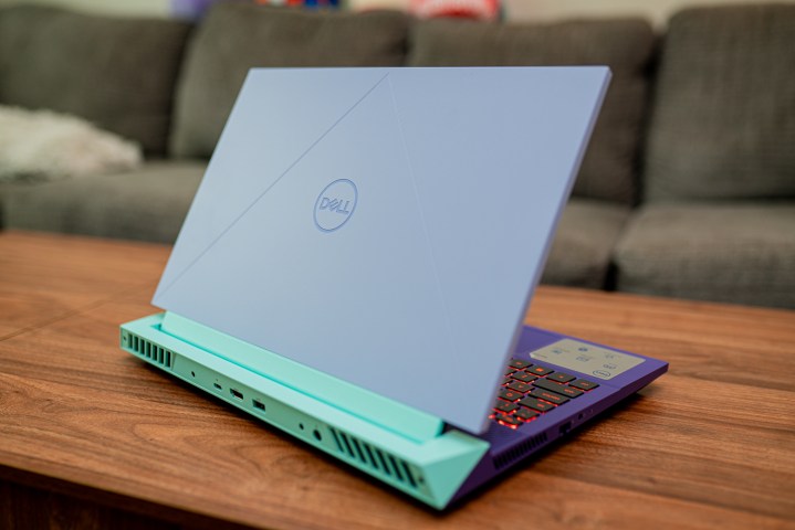 Dell G15 (2023) sitting on a coffee table.