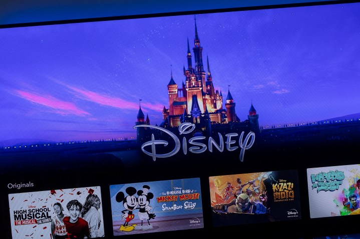 The Disney World castle as seen in the Disney+ streaming app.