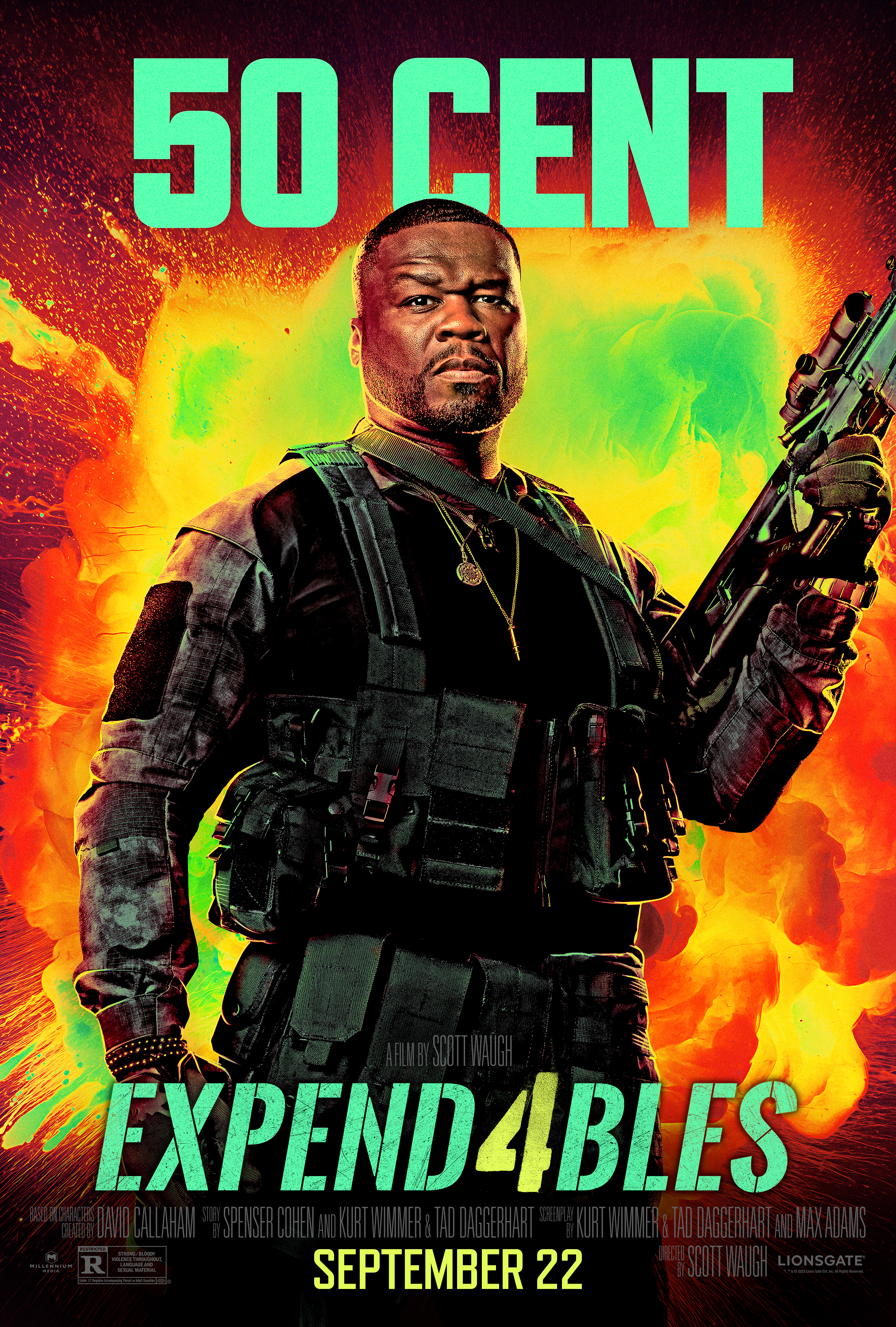50 Cent empuña un arma en el póster de Expend4bles.
