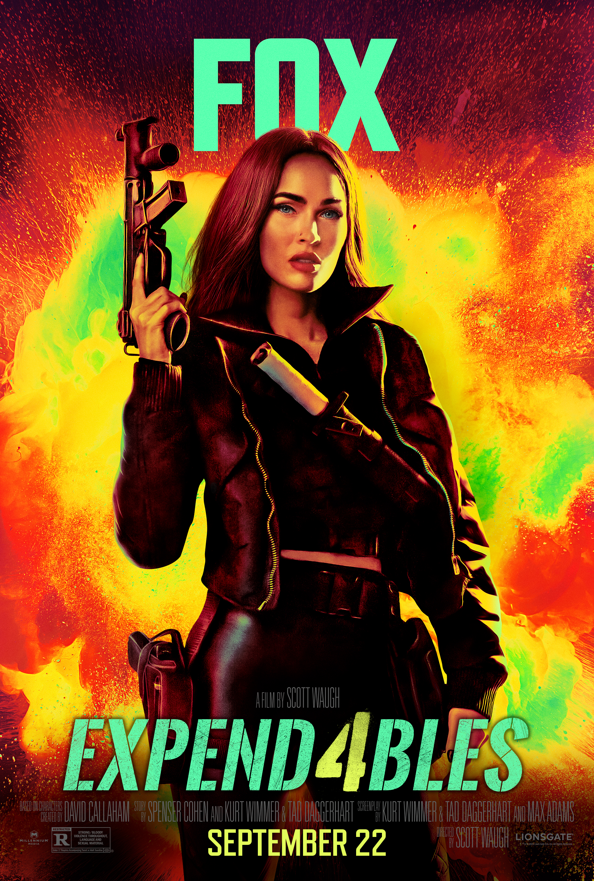 Megan Fox con una pistola en el póster de Expend4bles.