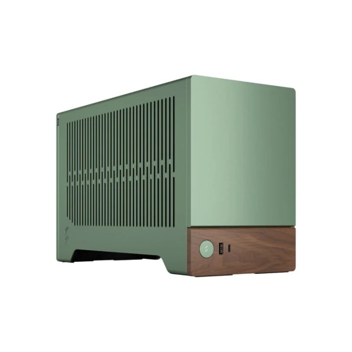 The Fractal Design Terra mini-ITX case in Jade green color on a white background.