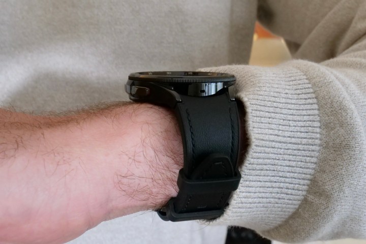 The Samsung Galaxy Watch 6 Classic on a person's wrist.