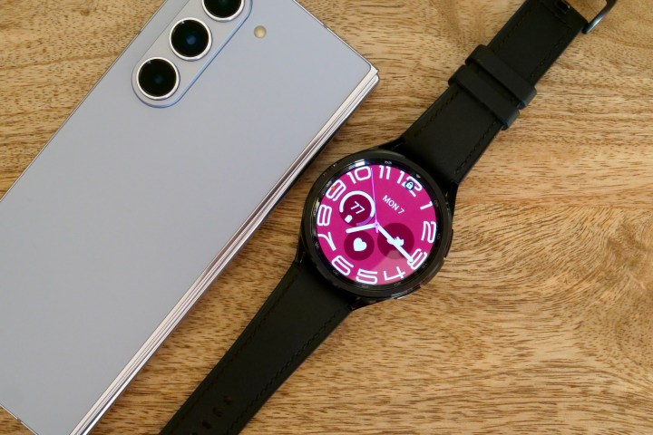 The Samsung Galaxy Watch 6 Classic with the Galaxy Z Fold 5.