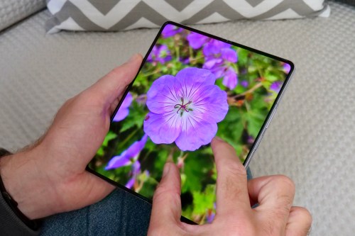 A photo shown full screen on the open Samsung Galaxy Z Fold 5.