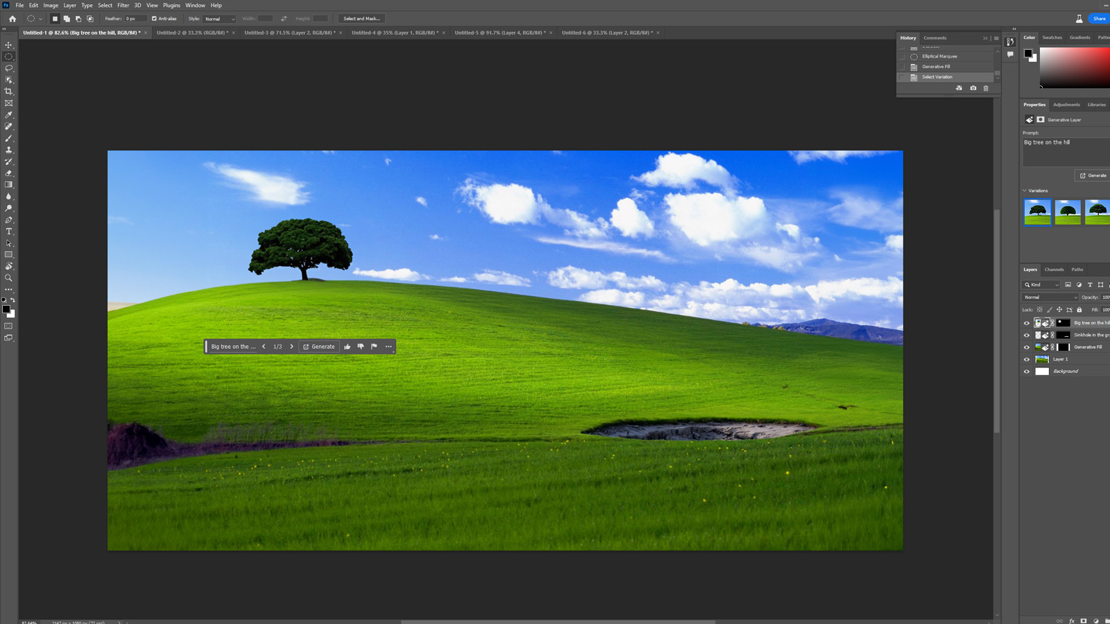 Add a large tree to an image.