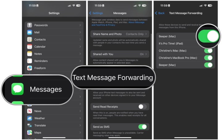 In iPhone Settings app, go to Messages, select Text Message Forwarding, and make sure it's enabled for Beeper Desktop.