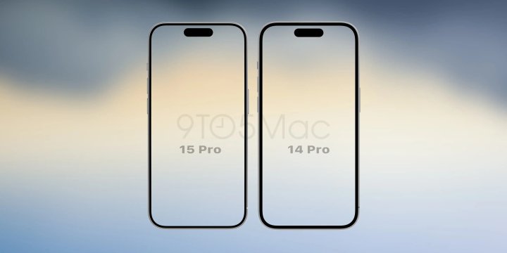 Confronto delle cornici dell'iPhone 15 Pro con le cornici dell'iPhone 14 Pro.