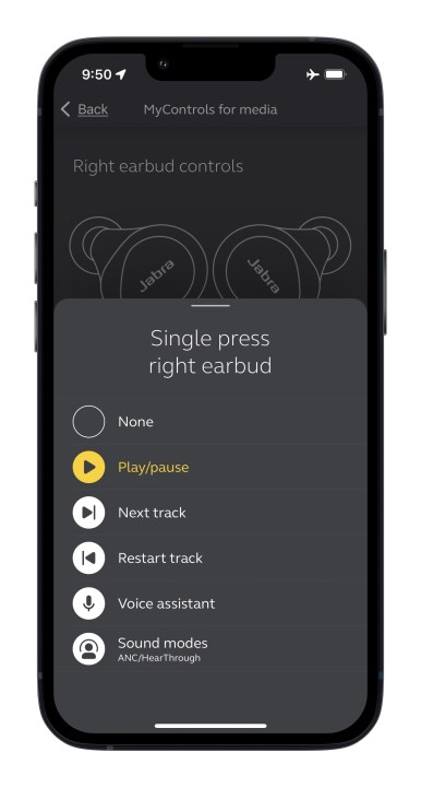 App Jabra Sound+ per le opzioni di controllo iOS.