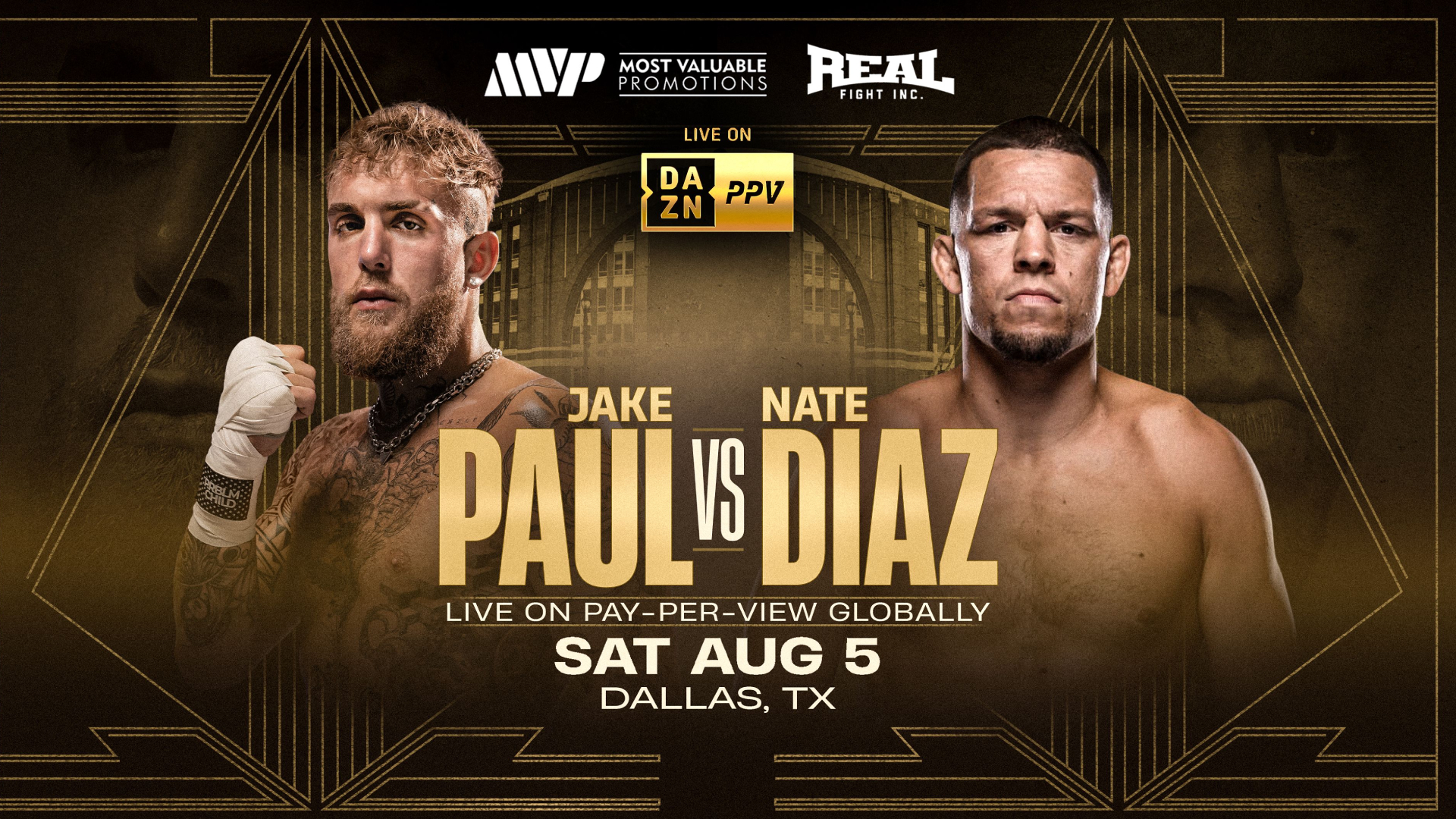 Jake Paul vs Nate Diaz promotional poster.