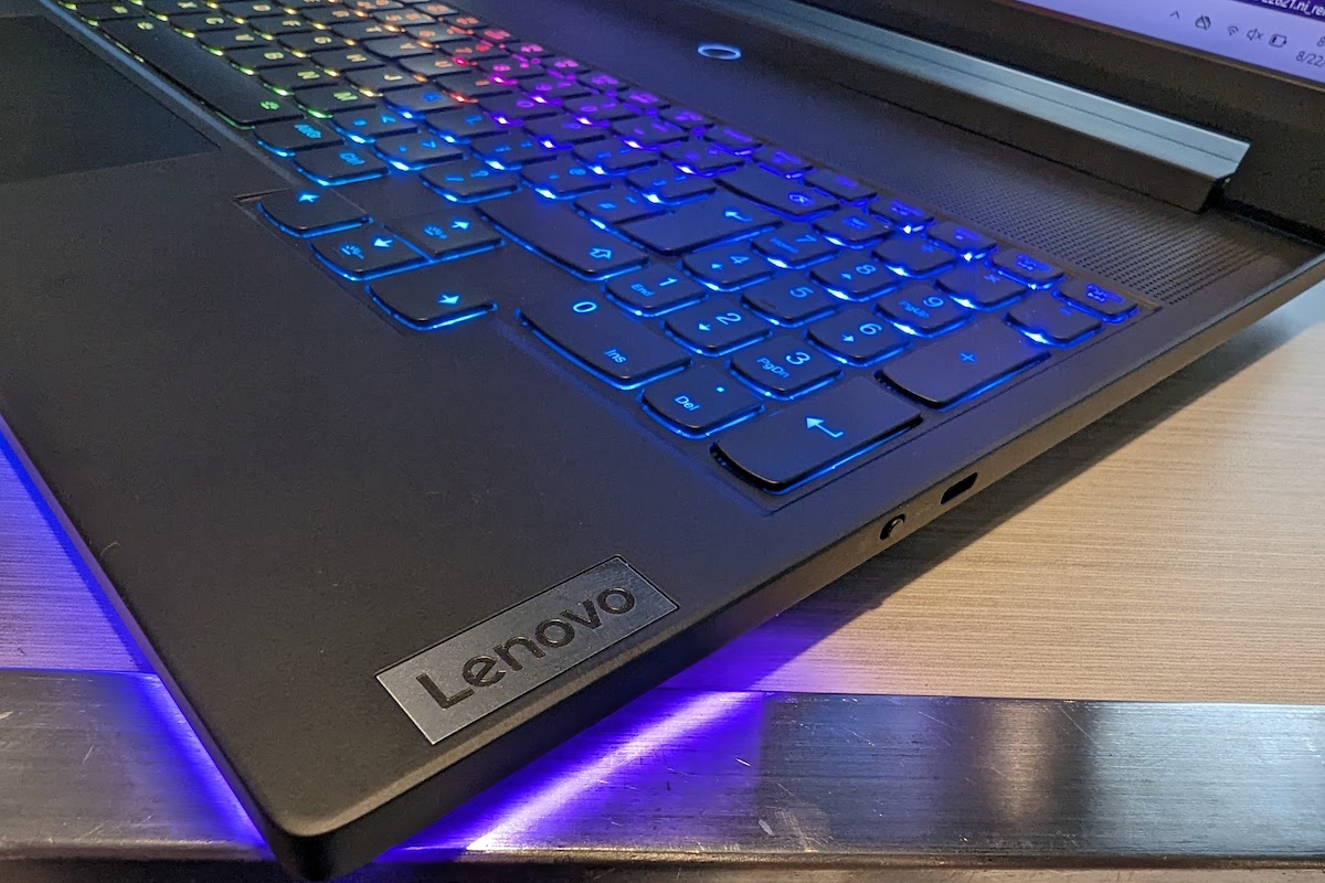 Lenovo Legion 9i side keyboard shot with brand logo.