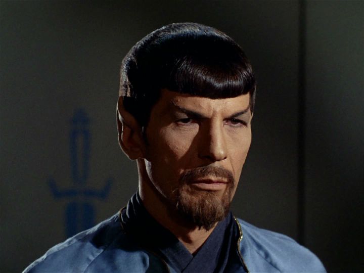 The bearded Mr. Spock of the mirror universe in Star Trek's "Mirror, Mirror"