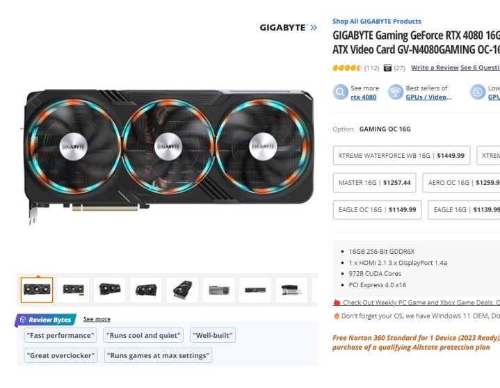Newegg's AI-generated Review Bytes.