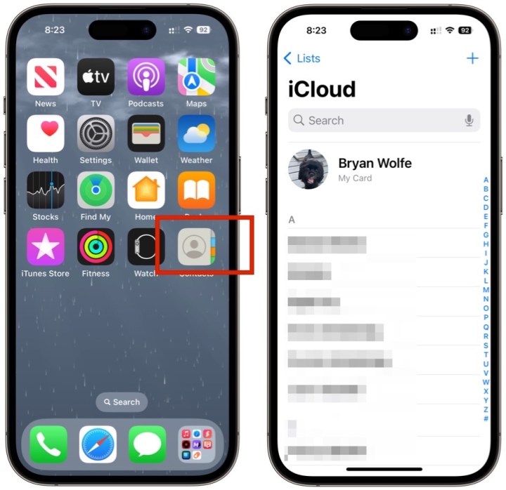 Open the Contacts app on your iPhone Home screen