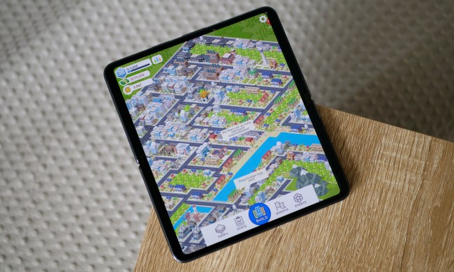 A game running on the Google Pixel Fold's open screen.