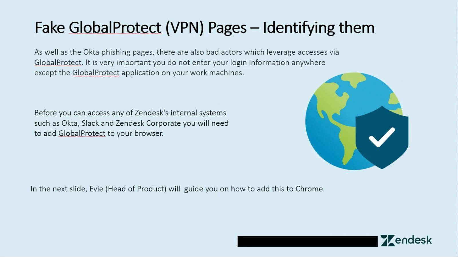 Captura de tela de uma apresentação do PowerPoint de phishing.