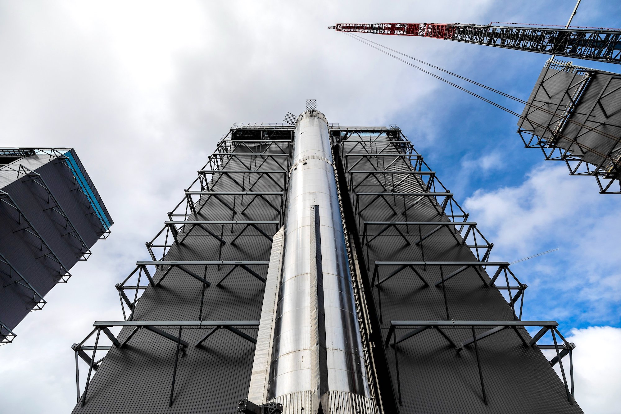 SpaceX's Super Heavy on the launchpad ahead of a test.