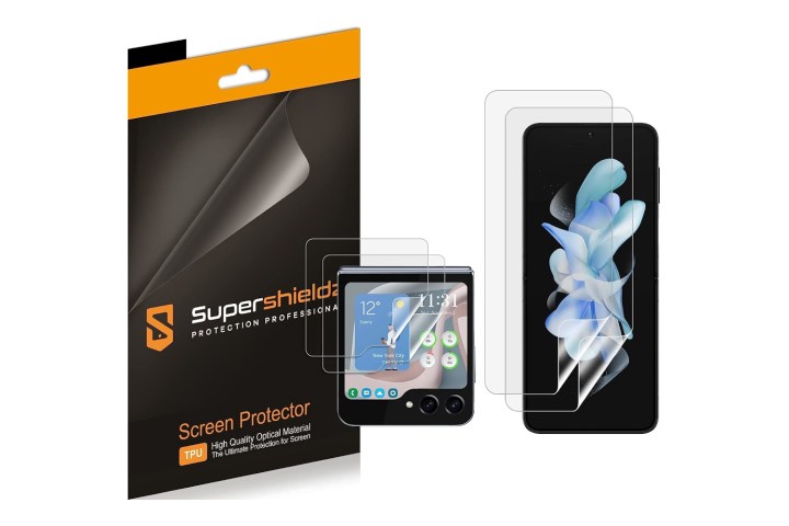 The SuperShieldz screen protectors for the Z Flip 5 on a blank background.