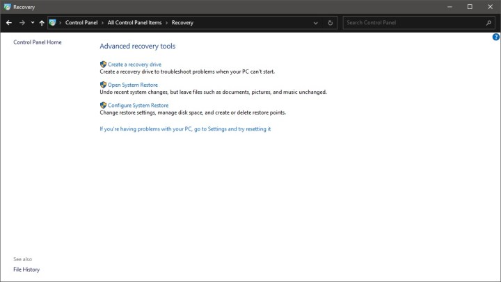 A screenshot of Windows System Restore.