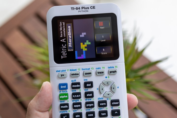 It's not Tetris — it's Tetric A on a TI-84 graphing calculator.