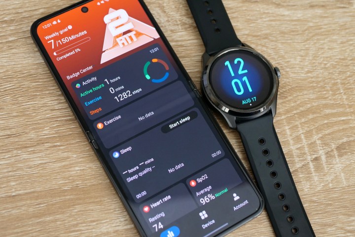 The Mobvoi Ticwatch Pro 5 and the Mobvoi Health app.