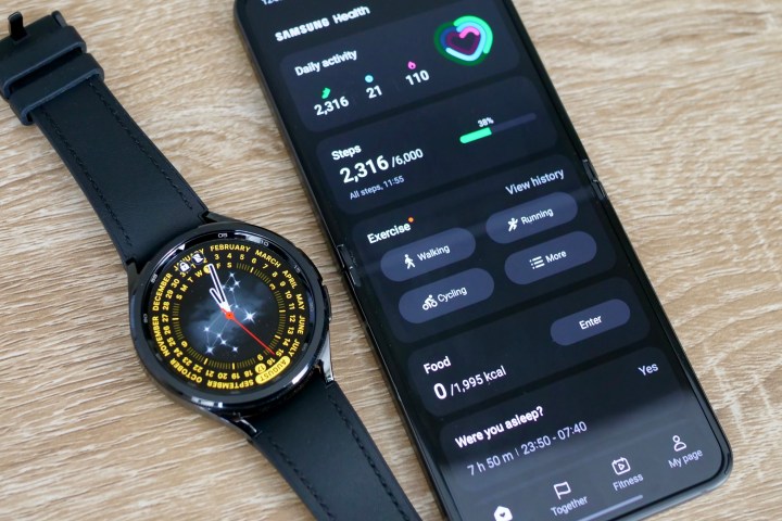 The Samsung Galaxy Watch 6 Classic and the Samsung Health app.